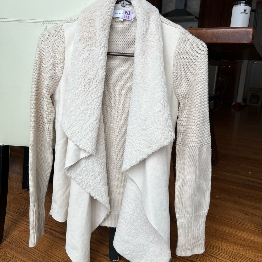 John + Jenn sherpa lined shawl collar sweater. Size small